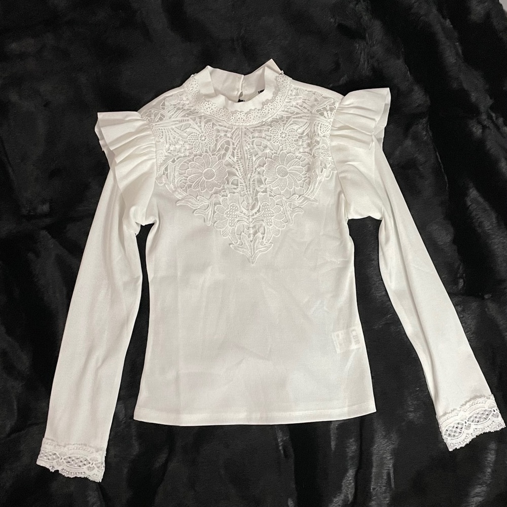 Lace and Ruffle Blouse - Picture 3 of 3